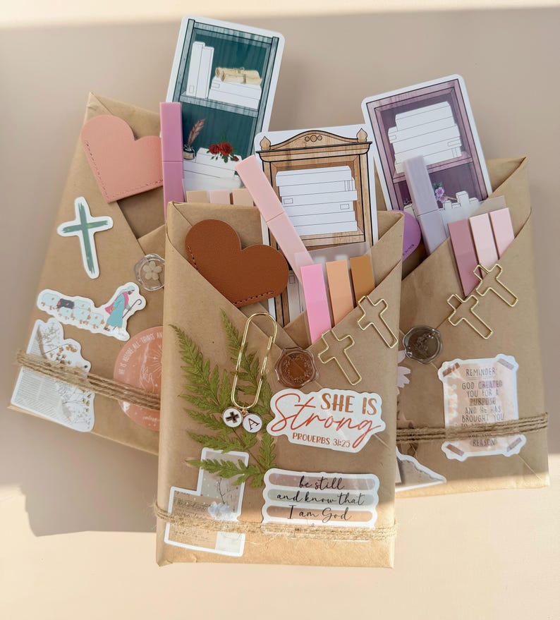 Spiritual Growth Package Christian Gift Box Blessing Kit Devotional Surprise Faith Collection Prayer Journal Bible Study Materials Woman Encouragement Set Heart Charm Accessory Religious Inspiration Items Meaningful Present Idea Daily Faith