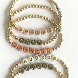 Personalized Name Bracelet Custom Jewelry Birthday Gift for Her Mom Personalized Jewelry Gold Beaded Friendship Bracelet Kids Name New Mom