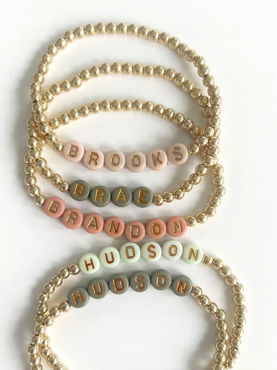 Personalized Name Bracelet Custom Jewelry Birthday Gift for Her Mom Personalized Jewelry Gold Beaded Friendship Bracelet Kids Name New Mom