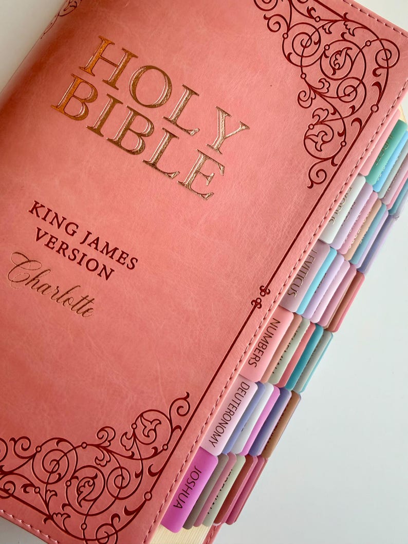 Personalized Bible with Tabs for Women Engraved Name Floral Christian Gift for Mom Baptism Gift for Girl Keepsake Giant Print KJV Bible image 16