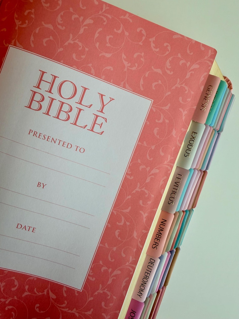 Personalized Bible with Tabs for Women Engraved Name Floral Christian Gift for Mom Baptism Gift for Girl Keepsake Giant Print KJV Bible image 9