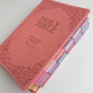 Personalized Bible with Tabs for Women Engraved Name Floral Christian Gift for Mom Baptism Gift for Girl Keepsake Giant Print KJV Bible image 14
