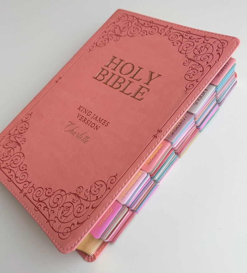 Personalized Bible with Tabs for Women Engraved Name Floral Christian Gift for Mom Baptism Gift for Girl Keepsake Giant Print KJV Bible image 14