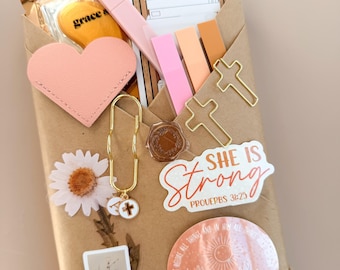 Blind Date with a Book Christian Gift Box Blessing Kit Devotional Surprise Faith Package Prayer Journal Bible Study Set Woman Spiritual