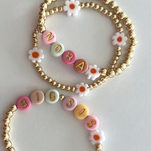 custom mom bracelet beaded Christmas gift for her baby name gold stack bracelet friendship stretch kid name bracelet personalized jewelry