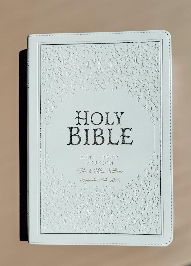 Personalized Wedding Bible Engraved Mr Mrs Names Wedding Date KJV Bible for Bride Engraved Bible for Baptism Gift for Daughter Ceremony image 8