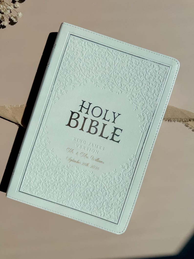 Personalized Wedding Bible Engraved Mr Mrs Names Wedding Date KJV Bible for Bride Engraved Bible for Baptism Gift for Daughter Ceremony image 16