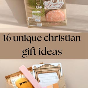 May include: A brown paper gift package containing a pink pen, a heart-shaped tag, cross-shaped paper clips, a daisy sticker, and a sticker with the text "SHE IS Strong PROVERBS 31:25". The package is tied with twine and includes a card with a door illustration.