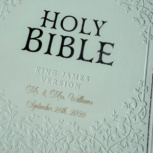 Personalized Bible Cover Custom Wedding Gift Leather Case Brown KJV Study Protection Engraved Christian Ceremony Keepsake Cross Embossed Design Sacred Scripture Holder Church Worship Essential Bride Groom Present Premium Quality