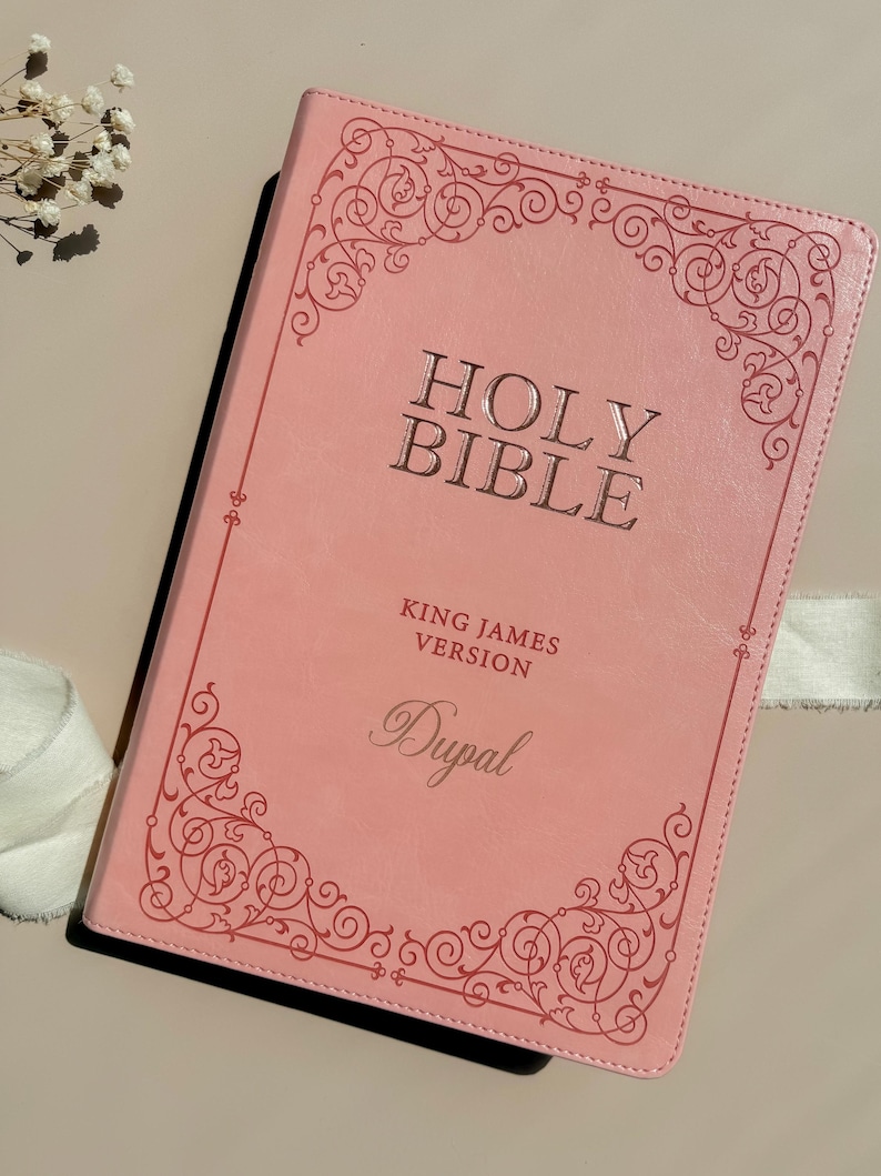 Personalized Bible with Tabs for Women Engraved Name Floral Christian Gift for Mom Baptism Gift for Girl Keepsake Giant Print KJV Bible image 2
