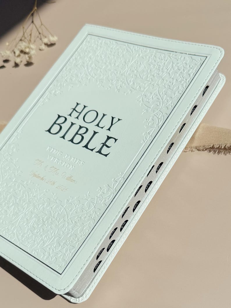 Personalized Wedding Bible Engraved Mr Mrs Names Wedding Date KJV Bible for Bride Engraved Bible for Baptism Gift for Daughter Ceremony image 17