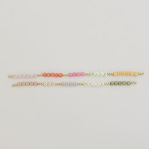 Custom Letter Bracelet Gold Name Design Personalized Friendship Jewelry Birthday Gift Idea Celebration Present Dainty Beaded Accessory Minimalist Style Everyday Wear Stacking Option Gold Plated Material Stretch Comfort Fit Handmade Quality