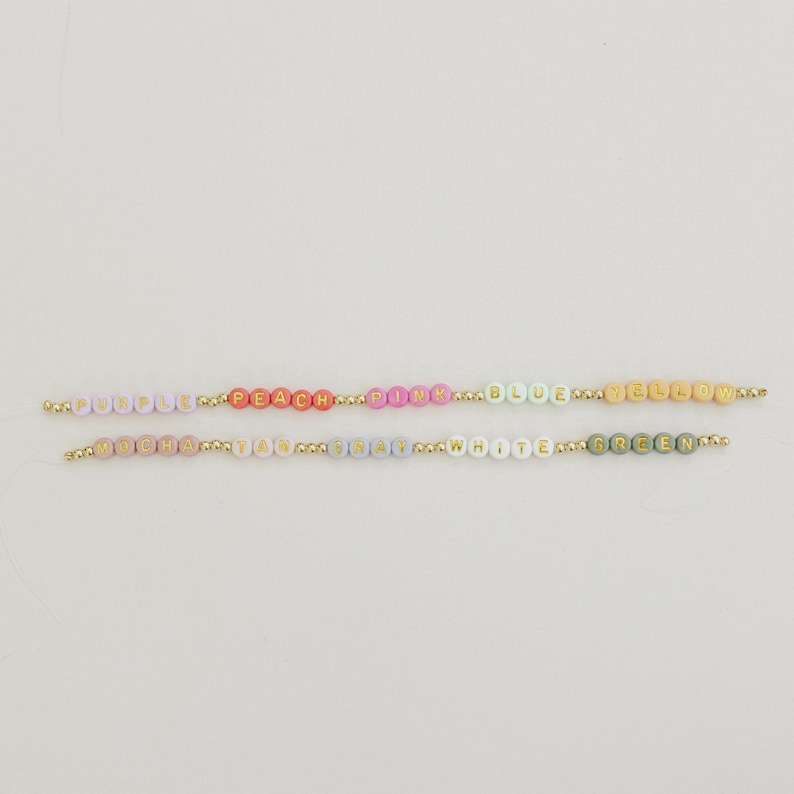 Custom Letter Bracelet Gold Name Design Personalized Friendship Jewelry Birthday Gift Idea Celebration Present Dainty Beaded Accessory Minimalist Style Everyday Wear Stacking Option Gold Plated Material Stretch Comfort Fit Handmade Quality