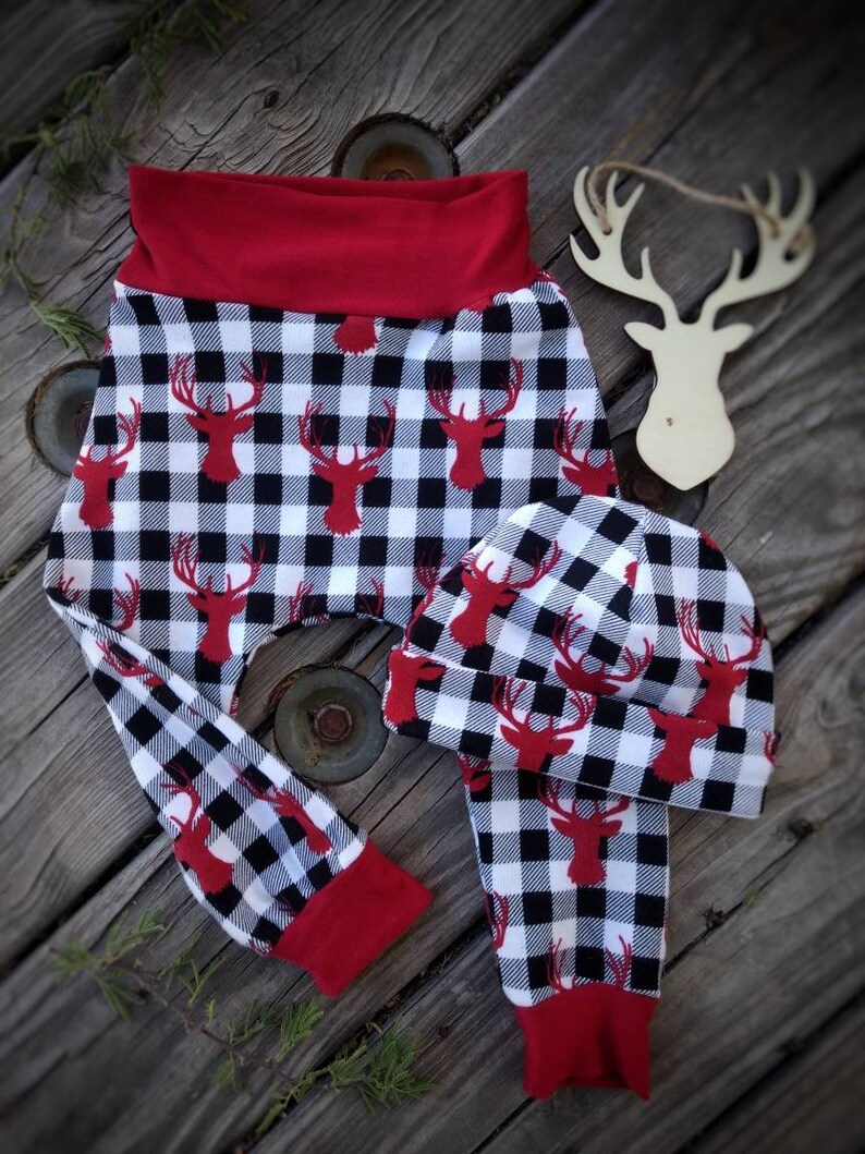 Baby DeerBuck Harem Pant and Hat Headband Set