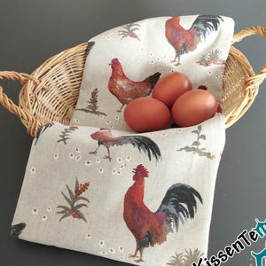 Keukendoek "Chicken Luck" met vrolijke kippenmotieven, cadeau voor kippenhouders, landelijke boerderijstijl