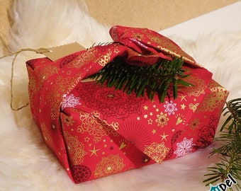 Weihnachts-Geschenktuch / Furoshiki / Stofftuch „Christmas“, Stoff-WeihnachtsGeschenkPapier, wiederverwendbare WeihnachtsGeschenkVerpackung