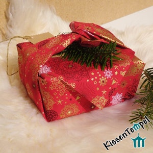 Asciugamano regalo di Natale rosso / furoshiki / asciugamano in tessuto “Natale”, carta regalo natalizia in tessuto, confezione regalo riutilizzabile