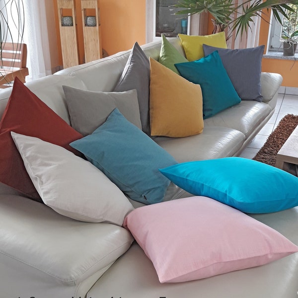 Linen cushion "Lotte" 12 colours, all sizes, cushion cover, grey green emerald green blue turquoise bleu pink brown taupe yellow mustard yellow ochre rust