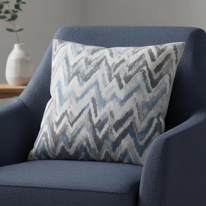 Skandinavischer KissenBezug "ZickZack" alle Größen, grau eisblau petrol bleu, zarte Pastelltöne, stylisch, elegant, SofaKissen, Zierkissen