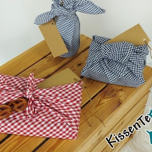 Carta da regalo a quadretti, Furoshiki "Bavaria", carta da regalo in tessuto riutilizzabile, confezioni regalo sostenibili, per regali per la festa del papà
