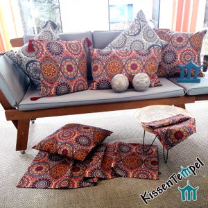 Oriental cushion cover "Marrakesh red" optionally with tassels, all sizes, red, orange, yellow, turquoise, sofa cushion, boho cushion, mandalas image 16