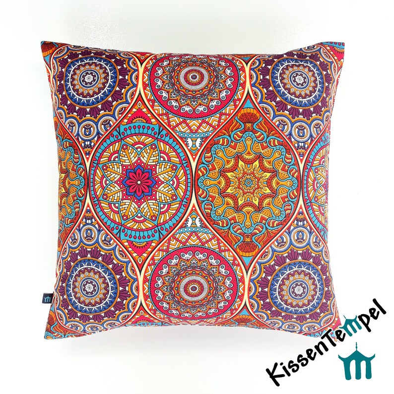 Orientalischer KissenBezug *Marrakesch rot*; opt. mit Quasten, rot, orange, gelb, türkis, Sofakissen, Bohokissen, DekoKissen