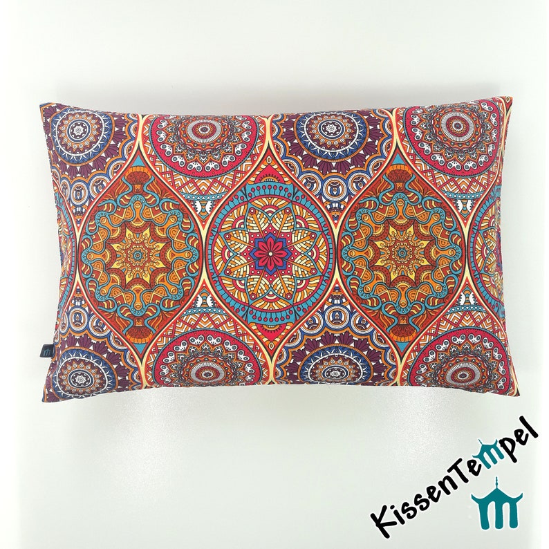 Orientalischer KissenBezug *Marrakesch rot*; opt. mit Quasten, rot, orange, gelb, türkis, Sofakissen, Bohokissen, DekoKissen