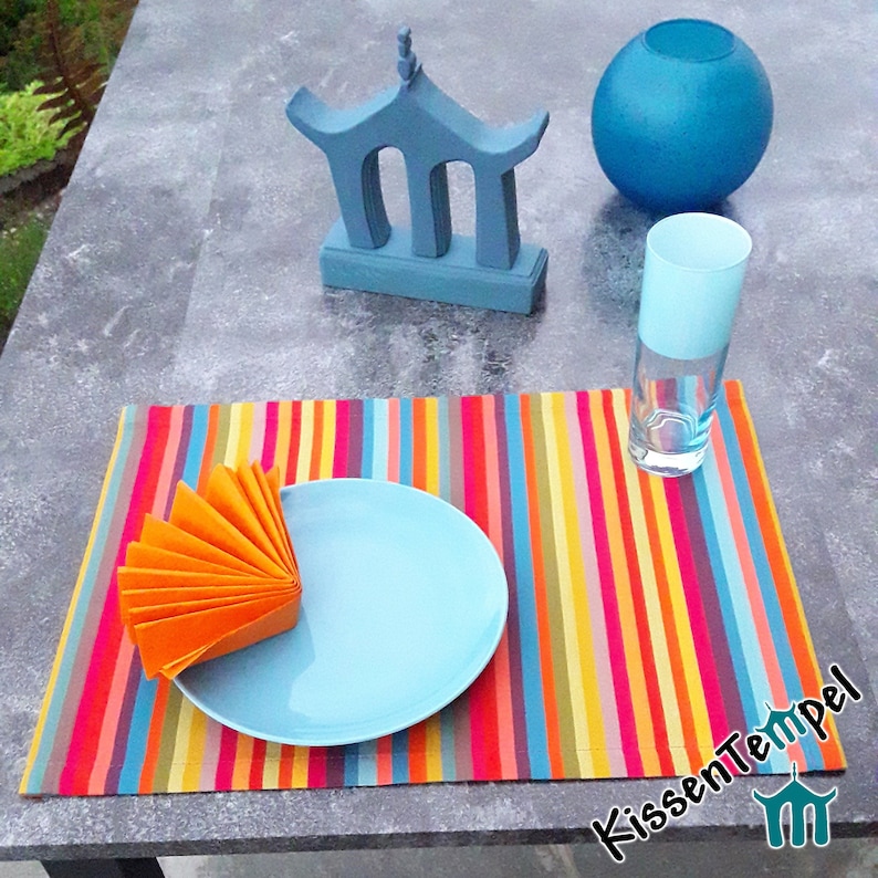 Echte Outdoor TischSets *Caribe* UV-beständig, wetterfest, mit Teflon-Beschichtung, rot orange gelb grün blau türkis petrol pink violett