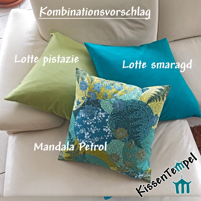SofaKissen Mandala Petrol im Asia-Style, alle Größen, Kissenbezug, filigrane runde Mandalas, blau grün türkis petrol mint, Frühlingsdeko Bild 5