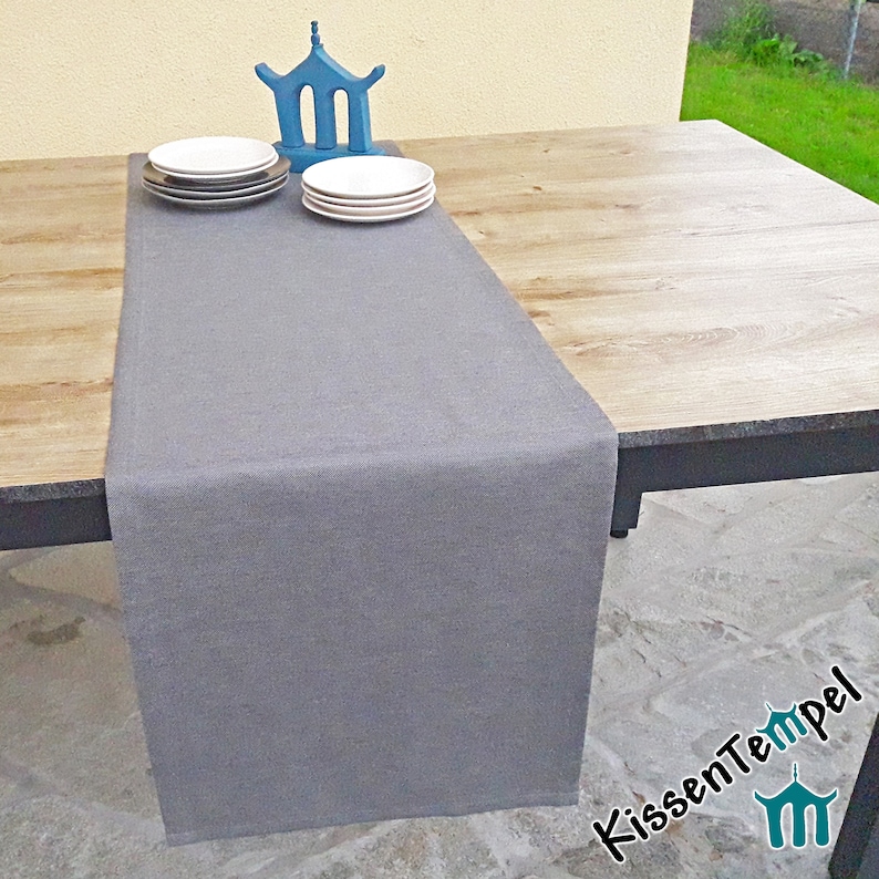 Real outdoor table runner Nizza, mint green or gray, UV-resistant, weatherproof, water-repellent, for patio, balcony, winter garden, camping image 6