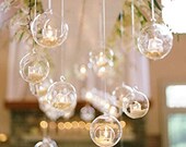 18 24 Hanging Glass Orbs, Hanging Candle Holders, Glass Terrariums, LED Tealight Holders, Glass Globe, Wedding Centerpiece, Wedding Supplies