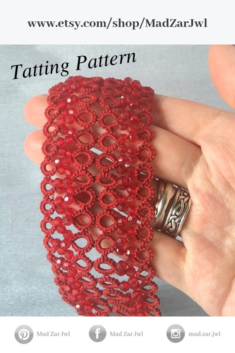 Wide Bracelet Tatting Pattern Tutorial For Making Your Own Etsy