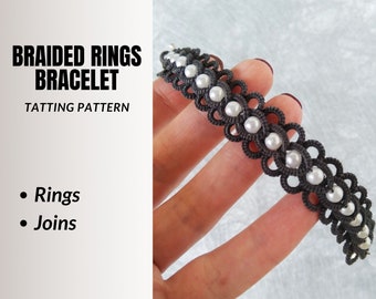 Braided Rings Bracelet Tatting Pattern, Beaded Lace Bangle (PDF Pattern)