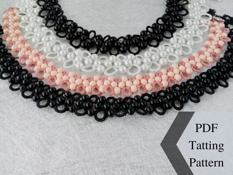 Beaded Necklace Tatting Pattern. PDF Tutorial for Lace Choker Etsy