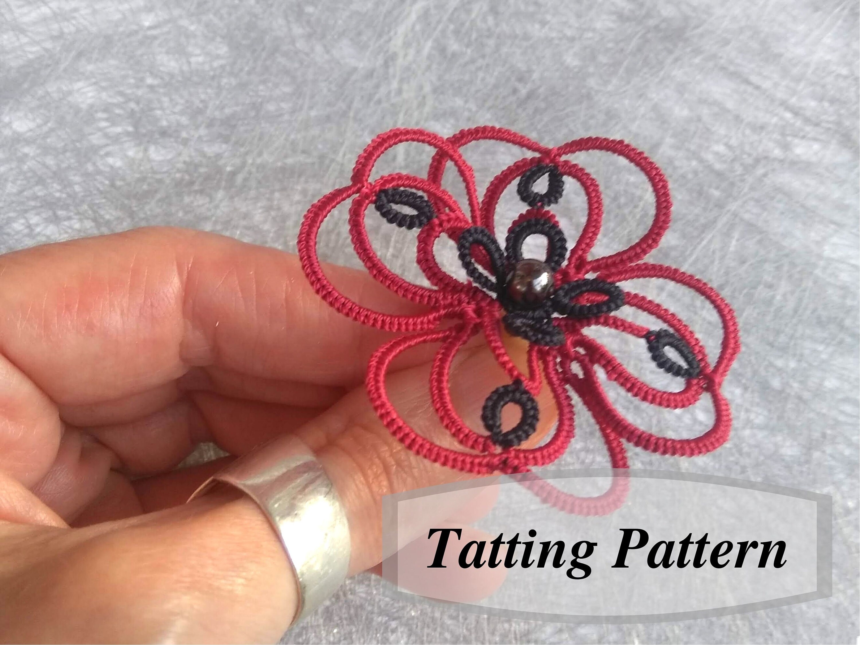 Flower tatting pattern PDF. Tutorial for floral lace motif. Etsy