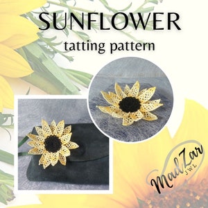 Sunflower Tatting Pattern. Tatted Lace Flower PDF Instructions With Diagram For Experienced Shuttle And Needle Tatters Handmade Gift For Her image 7