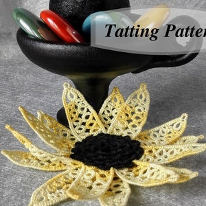 Sunflower Tatting Pattern. Tatted Lace Flower PDF Instructions With Diagram For Experienced Shuttle And Needle Tatters Handmade Gift For Her image 6