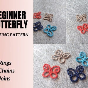 Small Butterfly Tatting Pattern, Tutorial For Beginner Shuttle And Needle Tatters Scrapbook Birthday Card Decorations Quick And Easy Insect