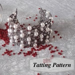 Wide Lace Cuff Bracelet Tatting Pattern. PDF Tutorial For Broad Choker Necklace With Beads Instructions For Skilled Shuttle & Needle Tatters
