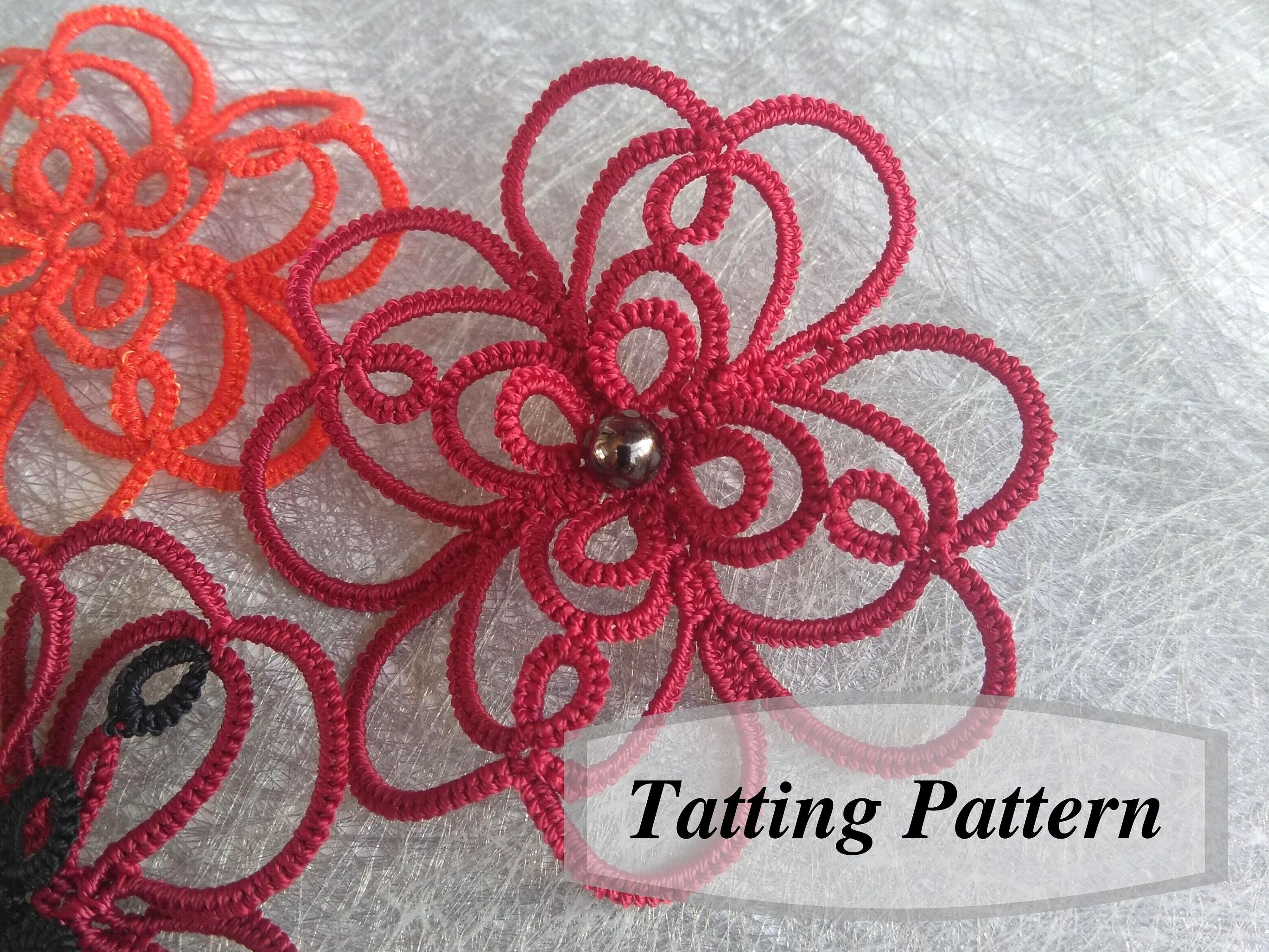 Flower tatting pattern PDF. Tutorial for floral lace motif. Etsy