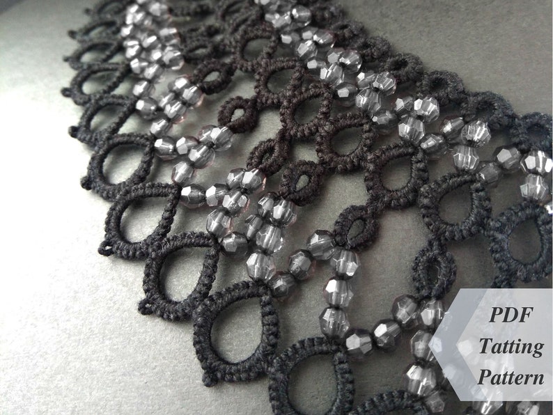 Pdf Tatting Pattern For Two Row Choker Necklace With 3 Mm Bicoin Beads Fiber Arts Art Collectibles Kromasol Com