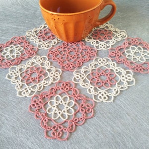 Square coaster tatting pattern for shuttle and needle tatters
