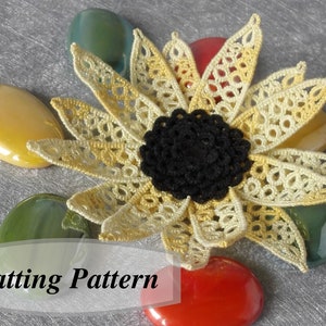 Sunflower Tatting Pattern. Tatted Lace Flower PDF Instructions With Diagram For Experienced Shuttle And Needle Tatters Handmade Gift For Her image 5