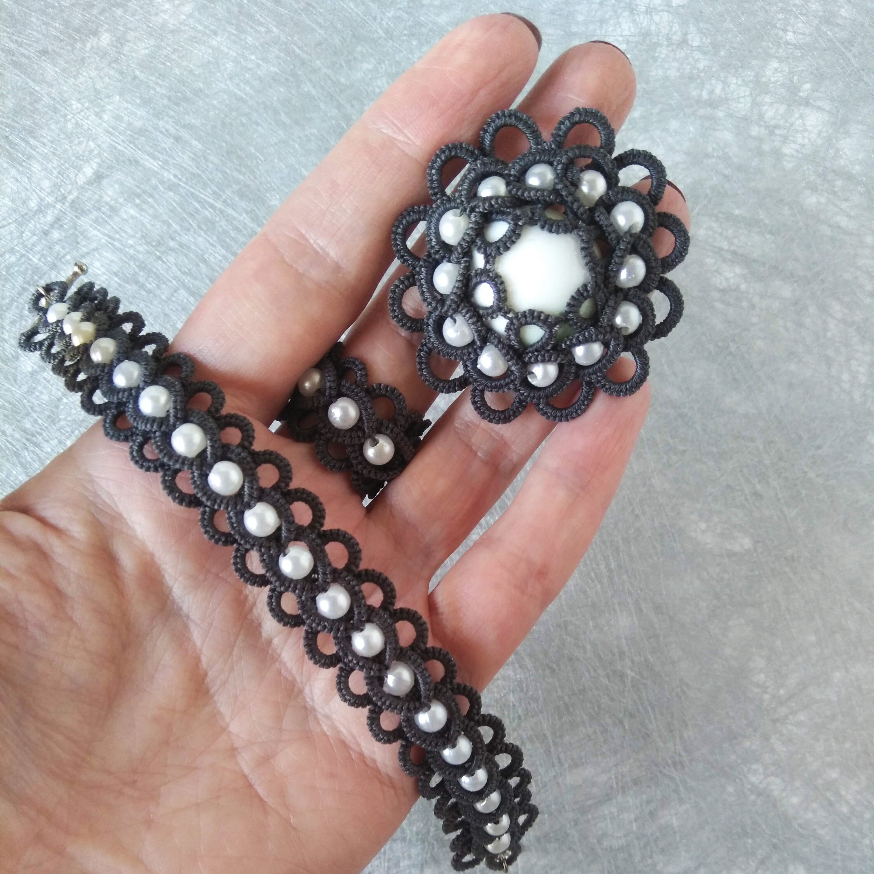 Braided Rings Bracelet Tatting Pattern, Beaded Lace Bangle (PDF Pattern ...