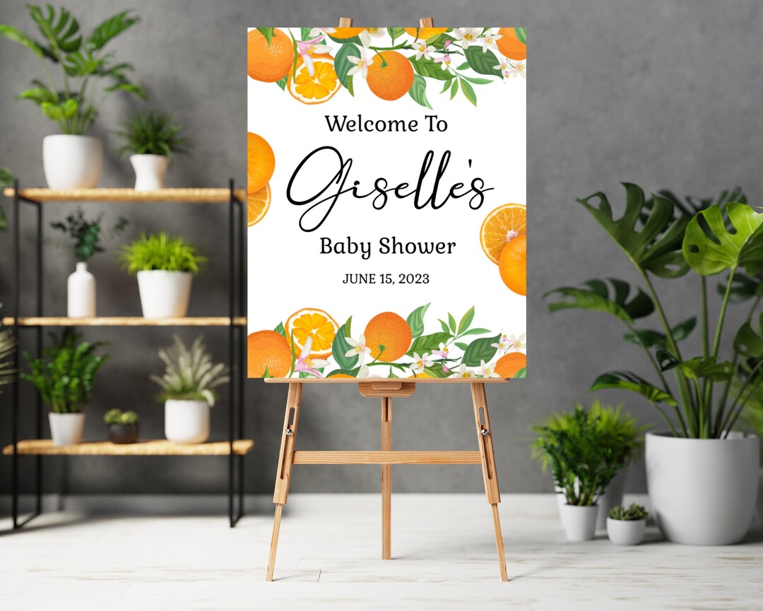 Hello Cutie Sign Little Cutie Baby Shower Sign, Little Cutie Sign, Orange Baby Shower ...