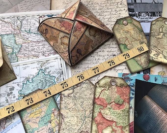 Vintage travel journal ephemera kit, pockets & tag pack, scrapbook, paper ephemera pack, keepsake journal, craft kit, letterbox gift