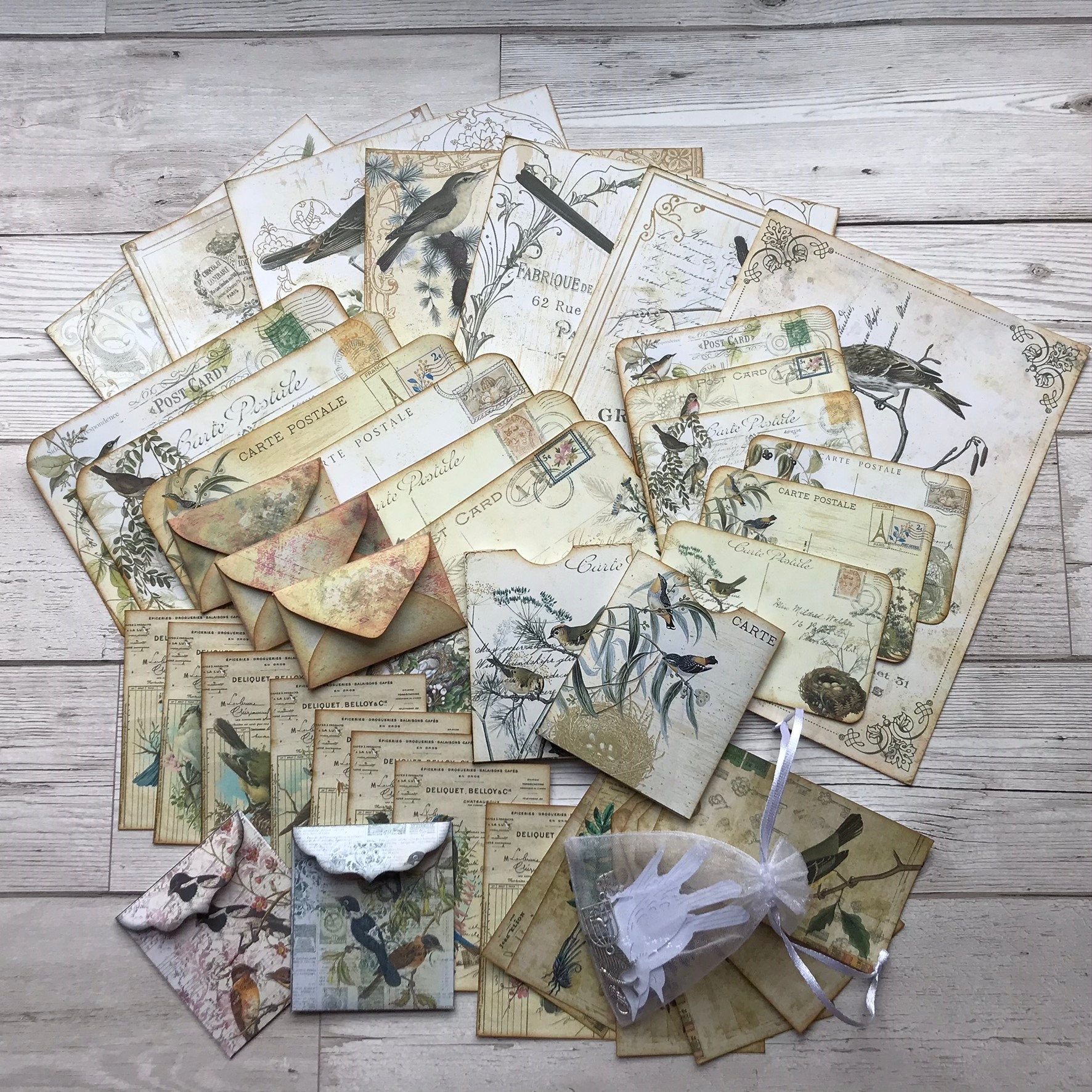 Vintage Bird Journal Paper Pack, Journaling Kit, Scrapbooking Kit ...