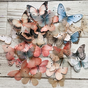 Fussycut vellum and card butterflies for journaling, junk journal ephemera, cutout butterflies, cardmaking, collage, wedding table decor