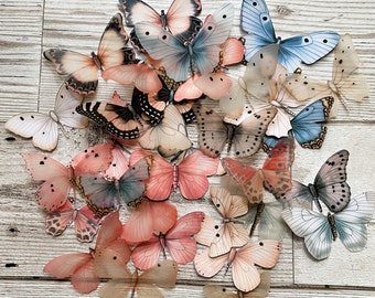 Fussycut vellum and card butterflies for journaling, junk journal ephemera, cutout butterflies, cardmaking, collage, wedding table decor