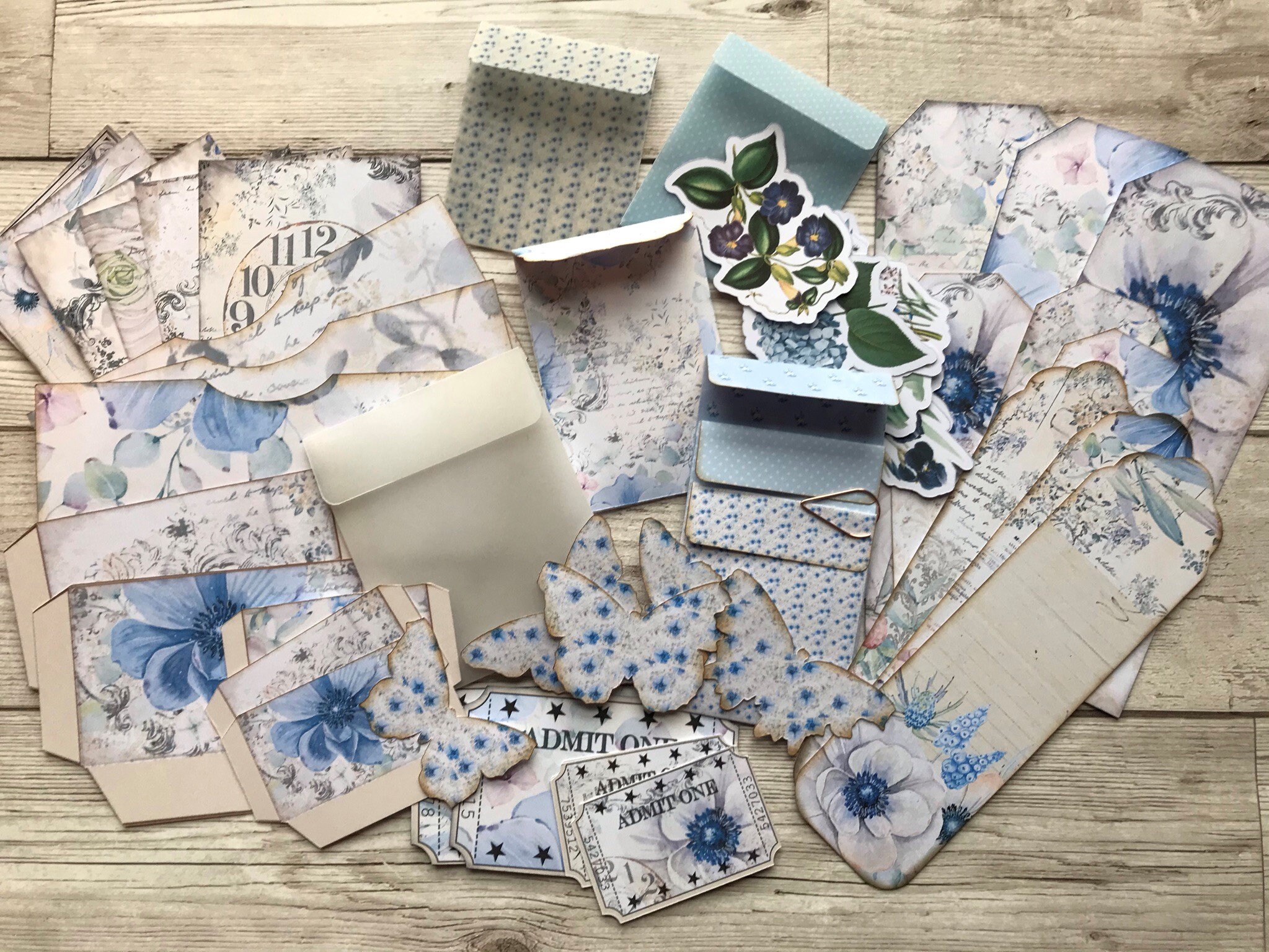 Shades of Blue Junk Journal Paper Pack Journaling Kit | Etsy